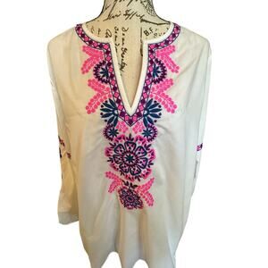 NWT Lilly Pulitzer White Embroidery Boho Tunic Resort Top Size M Vacationcore